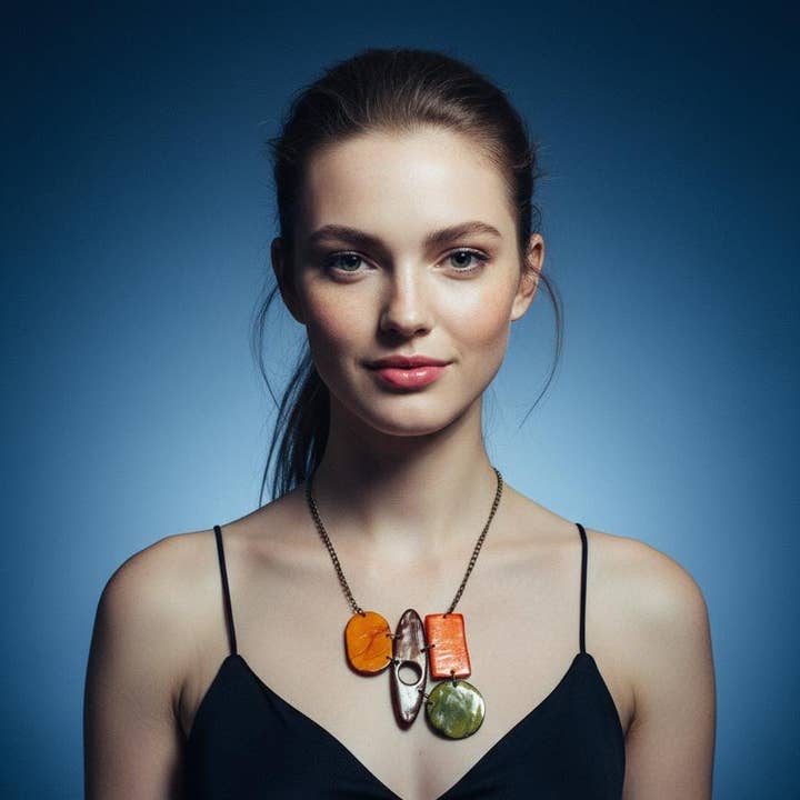 Chunky Bib Statement Necklace with Earthy Bohemian Style for wholesale by Sassy Sacha Jewelry