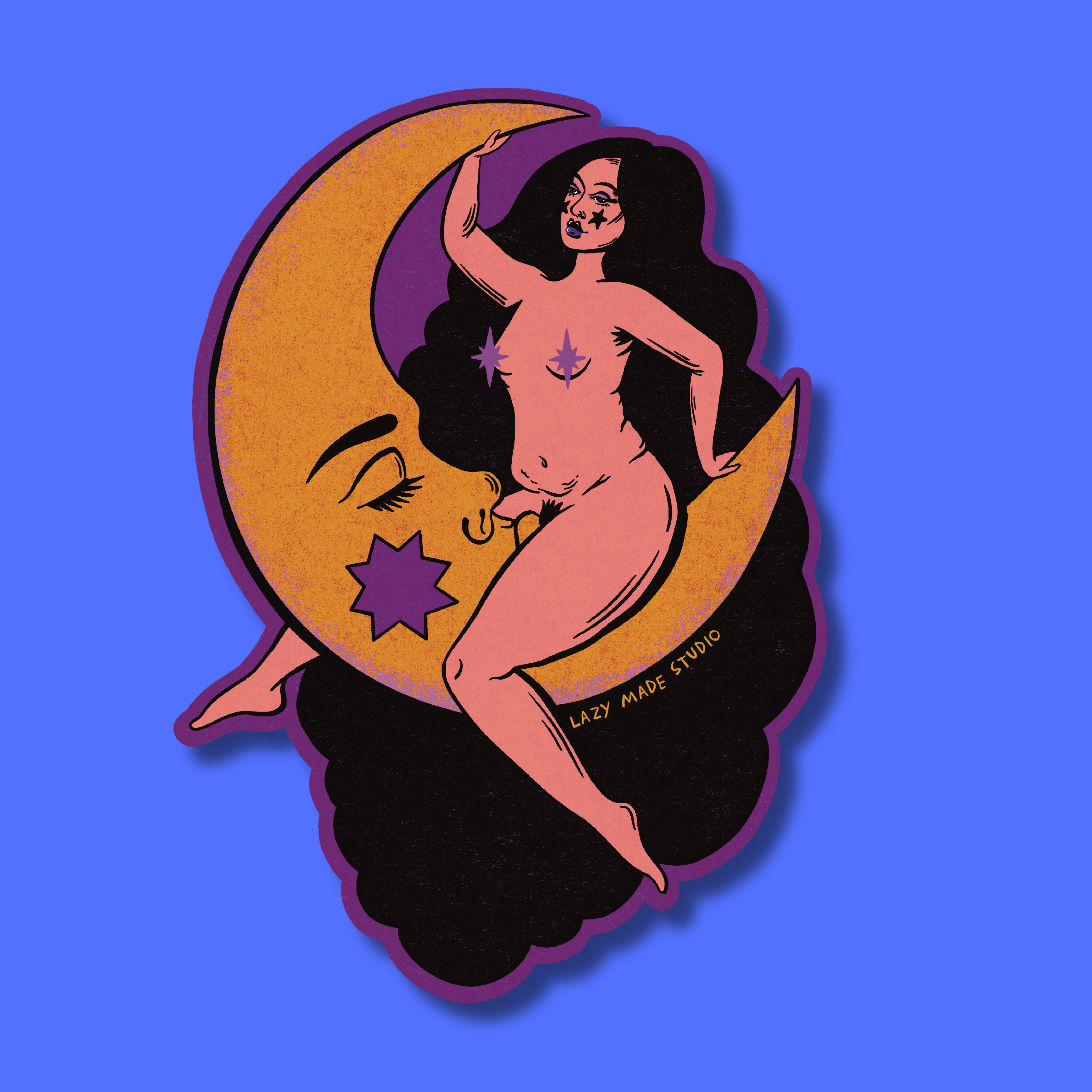 Lazy Made Studio - Wholesale Sticker - Moon Lover (Yellow Moon Version) Waterproof Sticker1