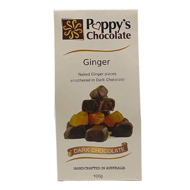 Poppy's Chocolate - Wholesale Chocolate-covered sweets - Dark Chocolate Coated Ginger 100g1