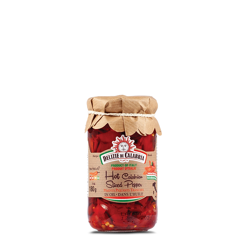 Gourmet Food Solutions, Inc. - Wholesale Pickled Vegetables - Sliced Calabrian Chili in Oil, Delize di Calabria 280g glass1