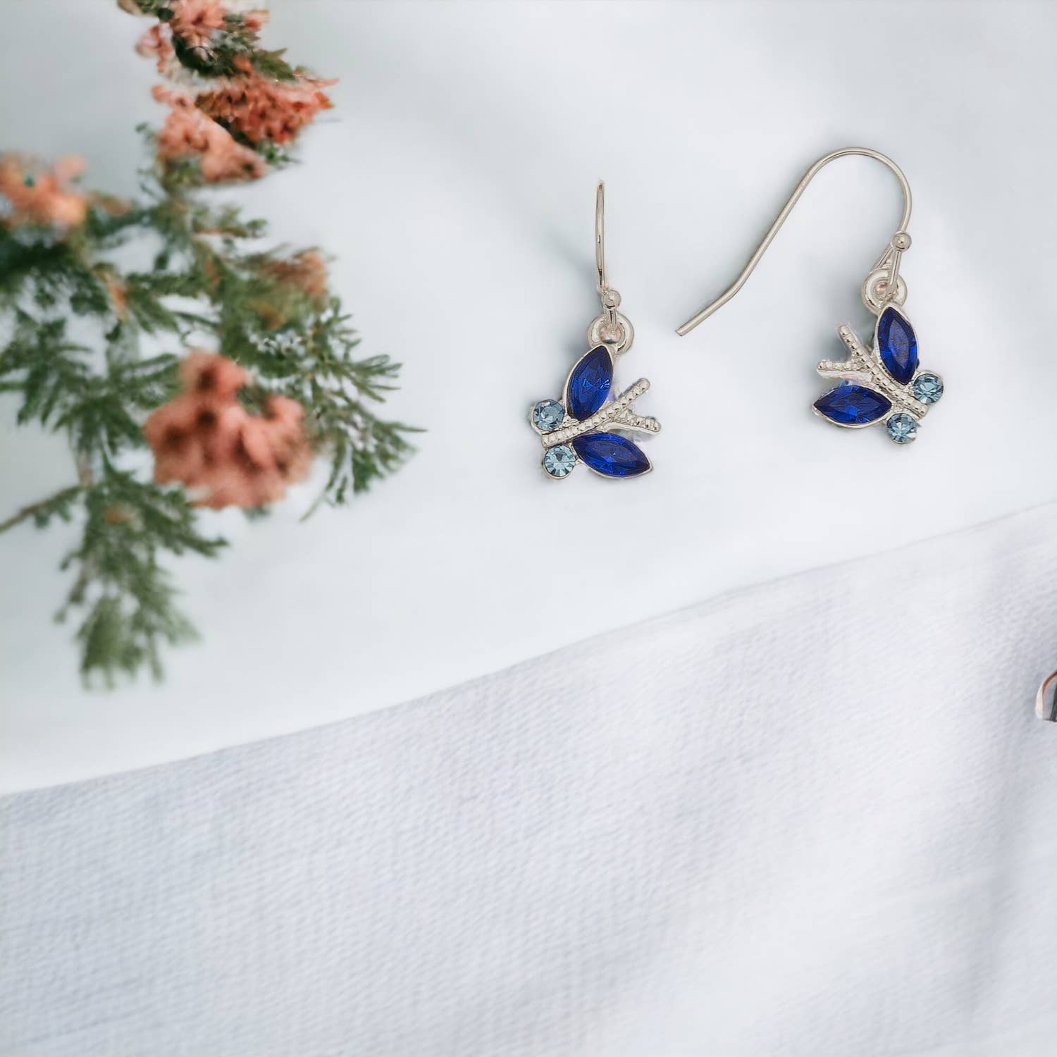 Howard's - Wholesale Dangle Earrings - Blue Stone Butterfly Ear Sense Dangle Earrings