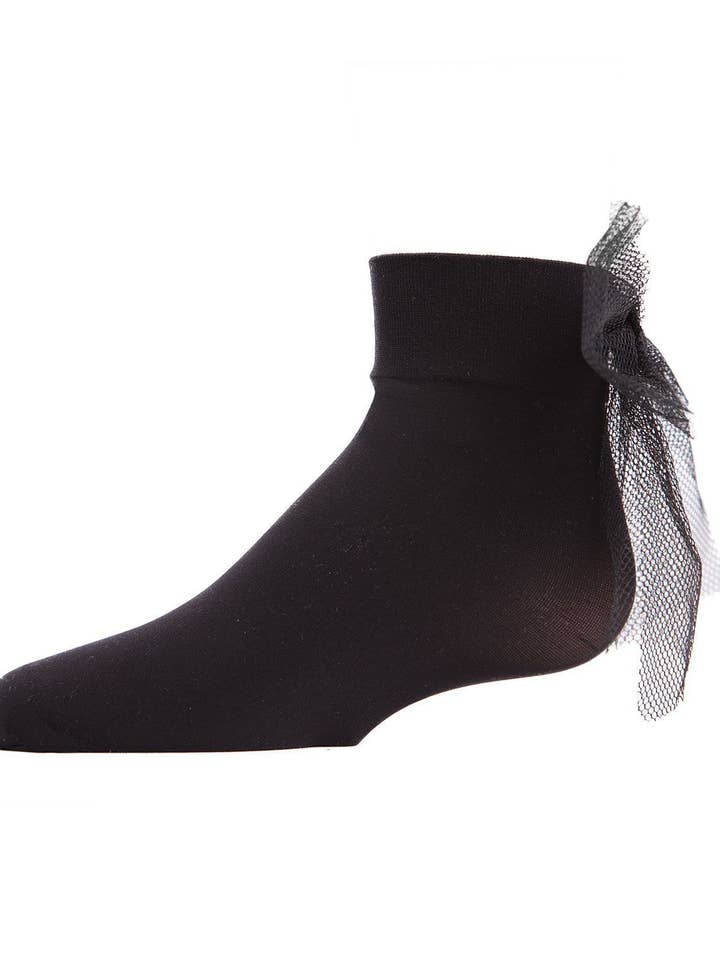 MeMoi Microfiber Tulle Bow Anklet Socks for wholesale by Infinity Classics International Inc.