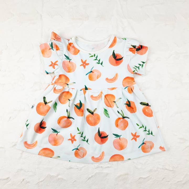 TeoBee - Wholesale Dress - Kids - Girl short sleeved peach orange twirl dress 3m - 8y