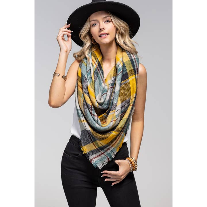 MOUTARDE Écharpe à carreaux multicolore en vente sur Faire2