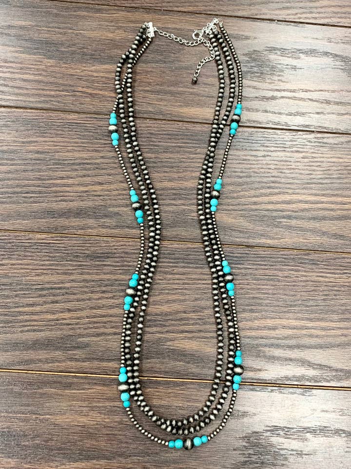 Collar de cuentas navajo de 3 hilos de 36 pulgadas, 734467 para venta al por mayor de ISAC Trading Inc