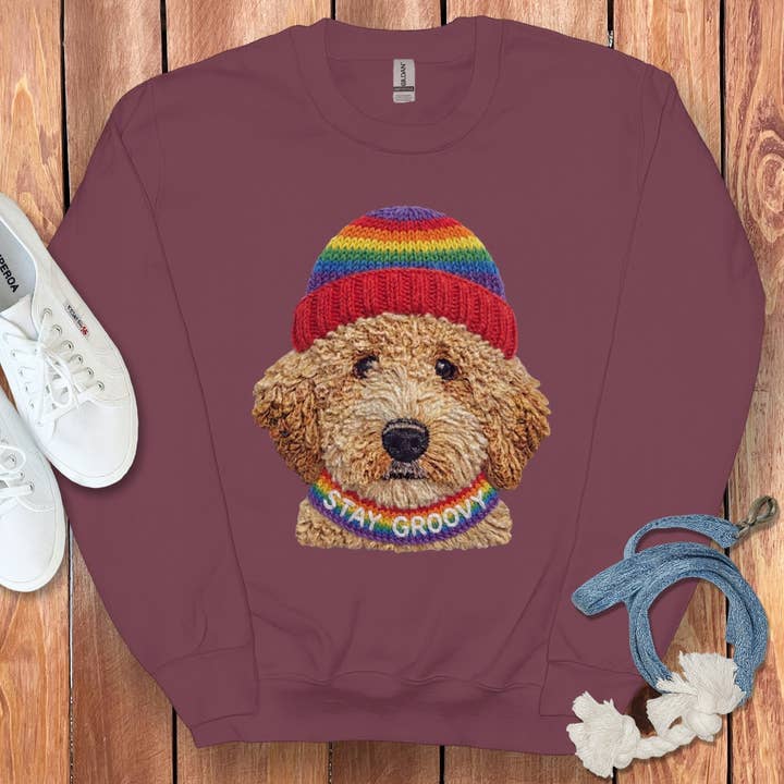 Puppy Jo - Wholesale Graphic Sweatshirt - Unisex - Groovy Goldendoodle Sweatshirt5