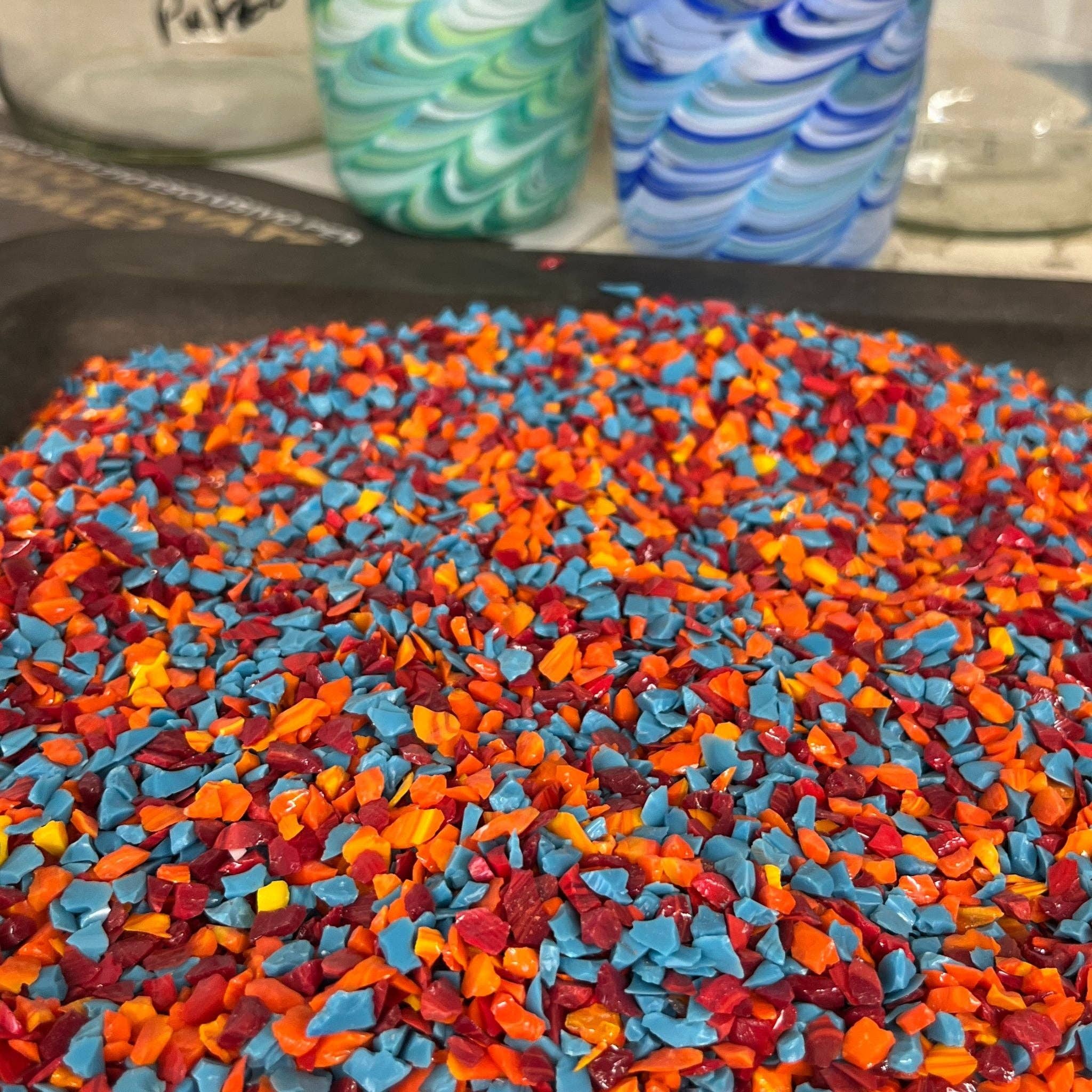 Via Graceffo - Wholesale Drinking Glass/Cup - Murano Glass Tumbler, Multicolor Pavone Marbled3