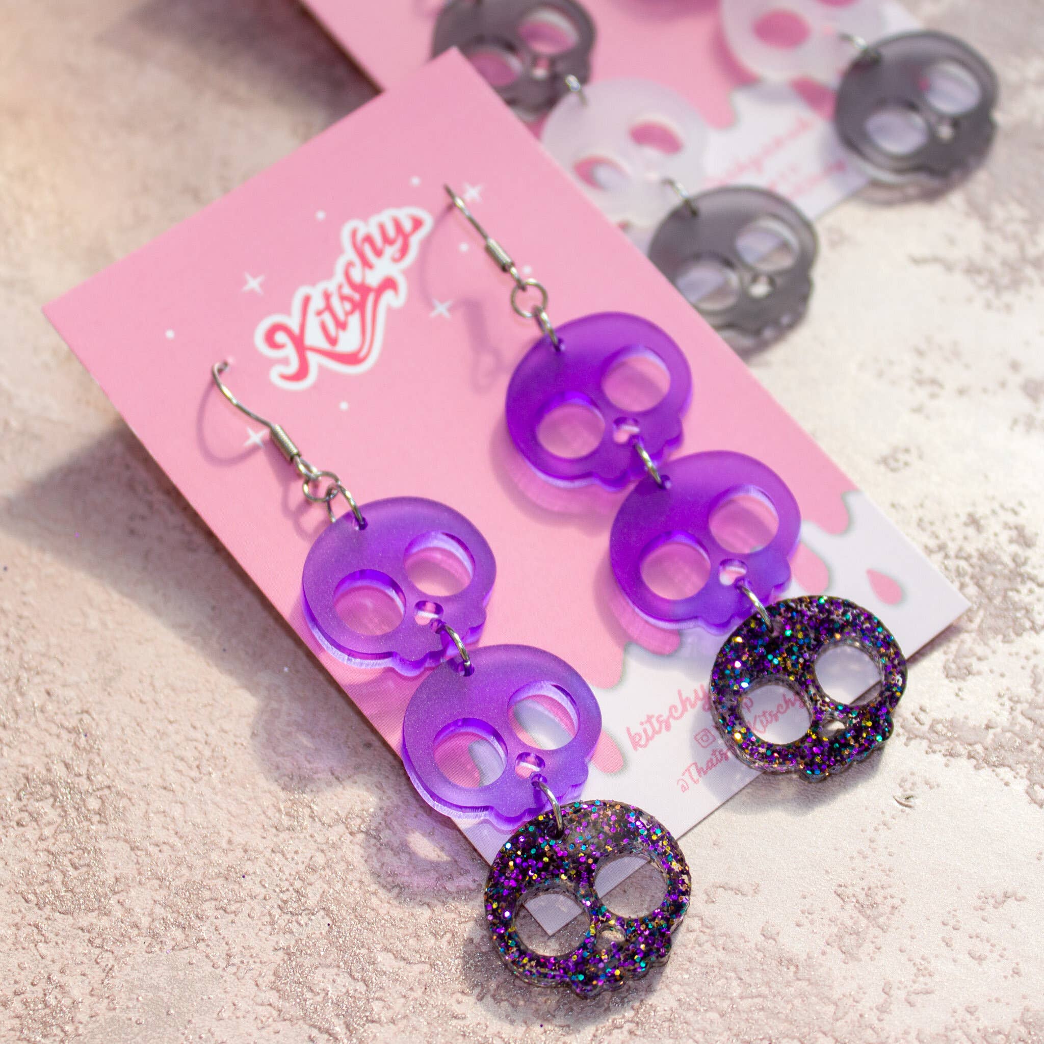 Kitschy - Wholesale Dangle Earrings - Sinners Skull Drop Earrings Laser Cut Acrylic0