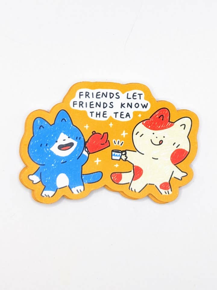 Friends Let Friends Know the Tea – Cute Cat Sticker for wholesale by lauradzeng