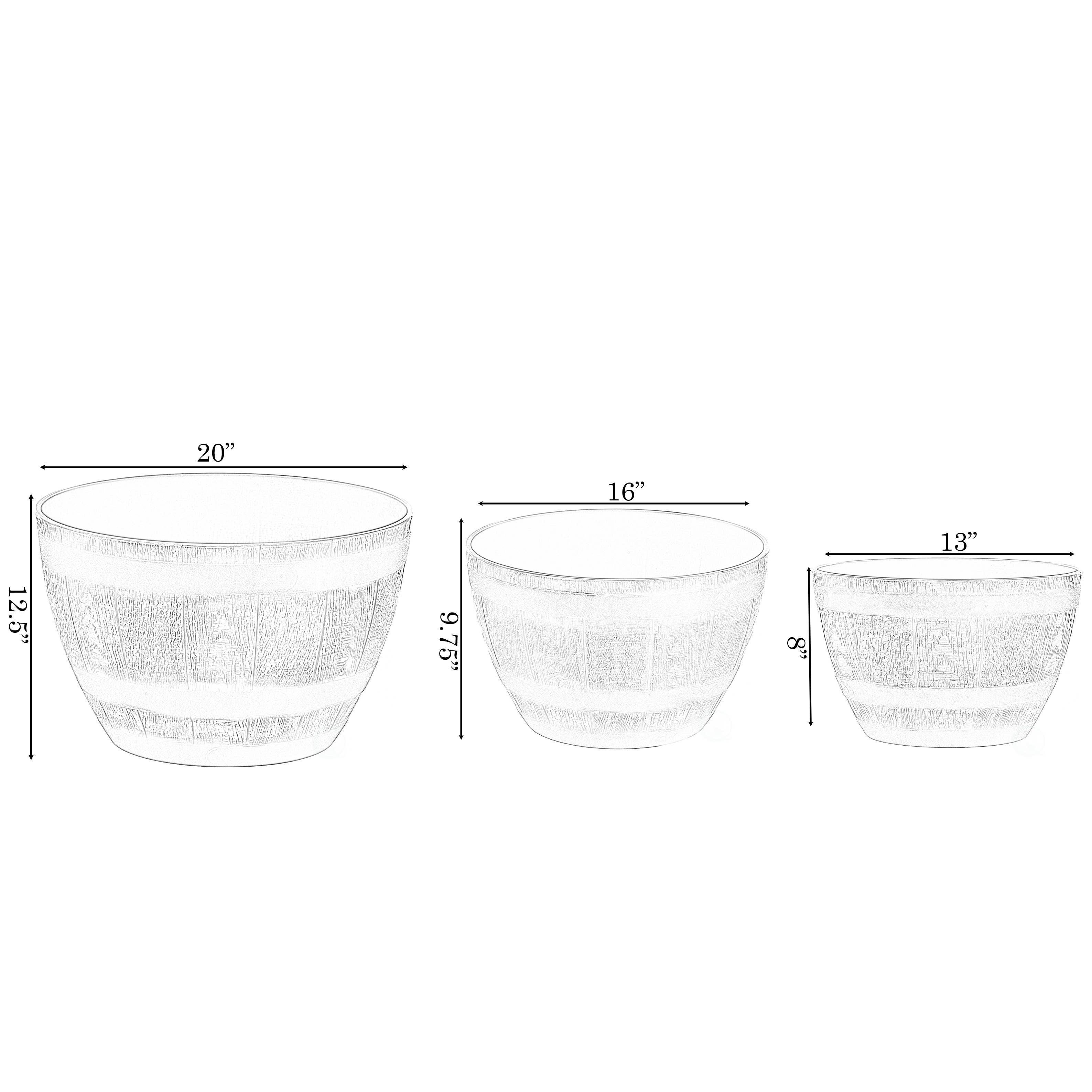 Quickway Imports - Wholesale Plant Pot - Brown Outdoor Rustic Half Barrel Flower Garden Planter Bowl7