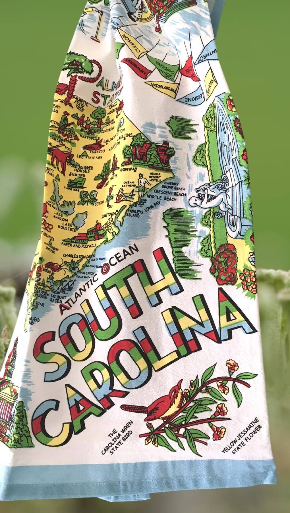 Red and White Kitchen Company - Wholesale Tea Towel - South Carolina Map Retro Flour Sack Kitchen Towel1