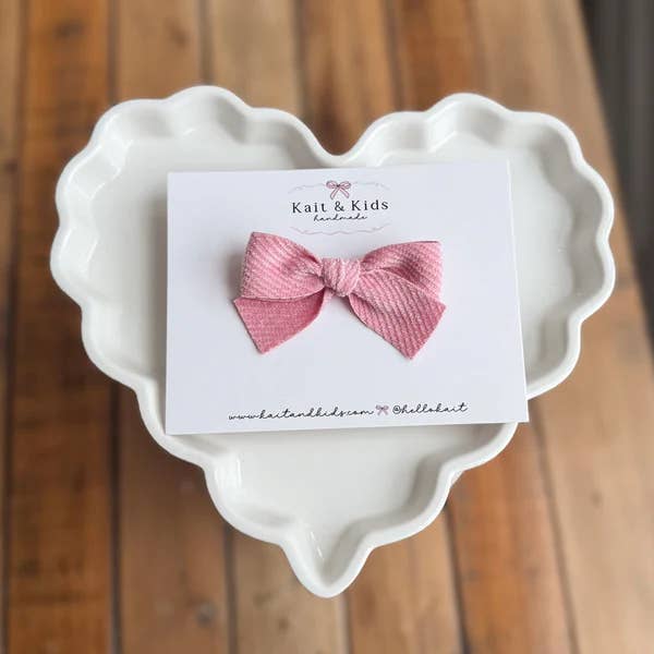 Soft deep pink velvet mini classic ♡ headband / clip / piggy set for wholesale by Kait + Kids