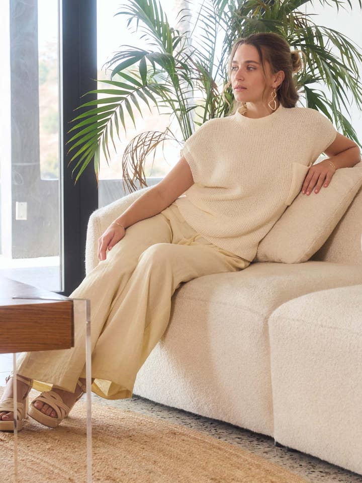 MOCK NECK SHORT SLEEVE POCKET DETAIL SWEATER TOP for wholesale by Blu Pepper