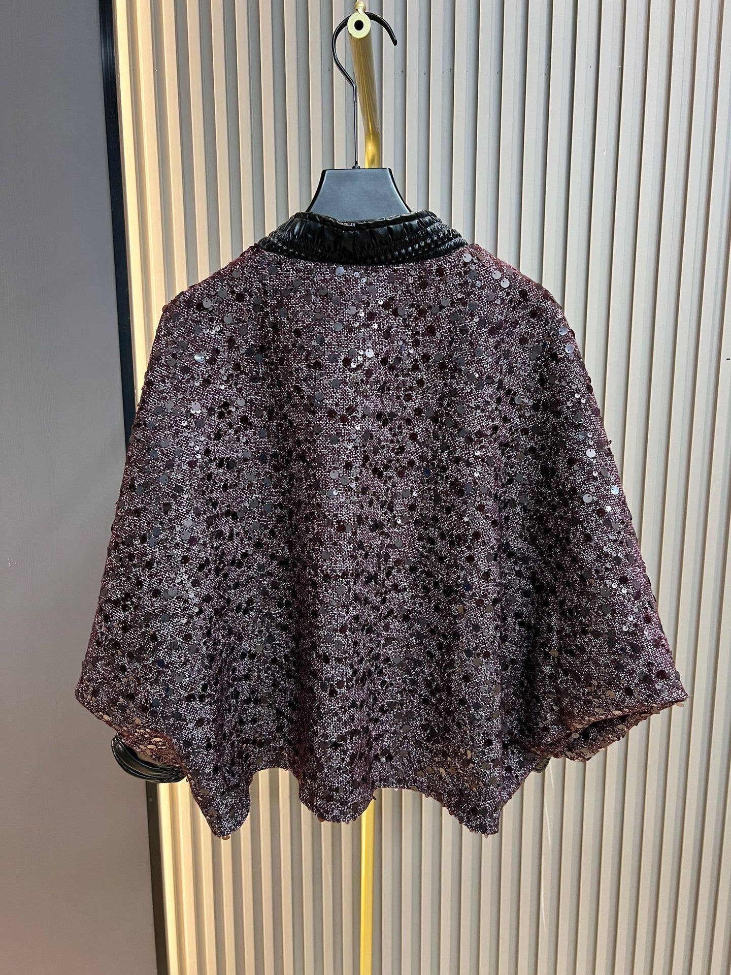 Purple SY515 Sequin Panel Open-Front Jacket with Contrast Trim for wholesale on Faire1