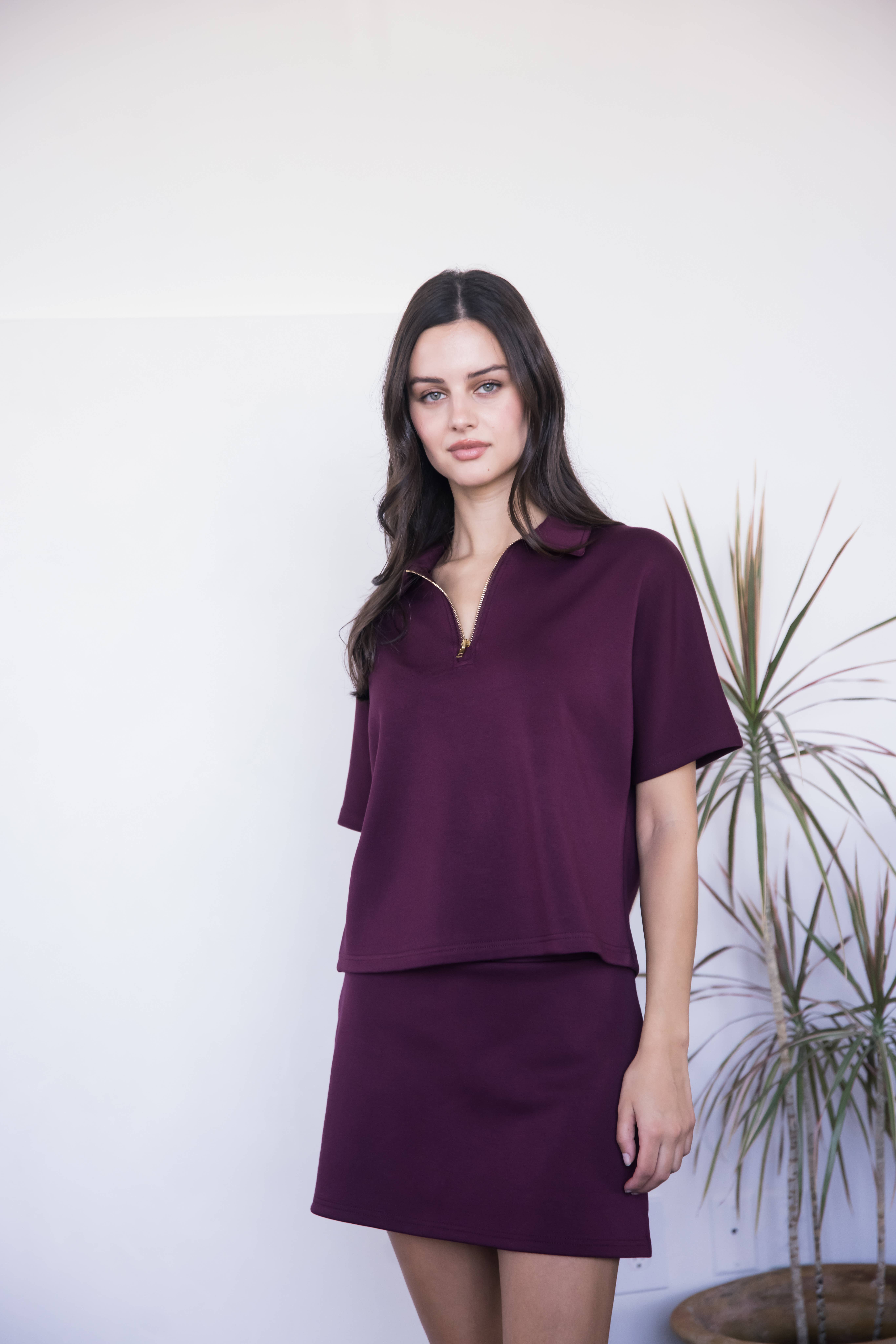 P. CILL - Wholesale Knit Top - Women's - P. CILL Butter Modal Short Sleeve Quarter Zip Top10