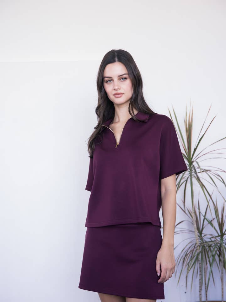 P. CILL - Wholesale Knit Top - Women's - P. CILL Butter Modal Short Sleeve Quarter Zip Top10