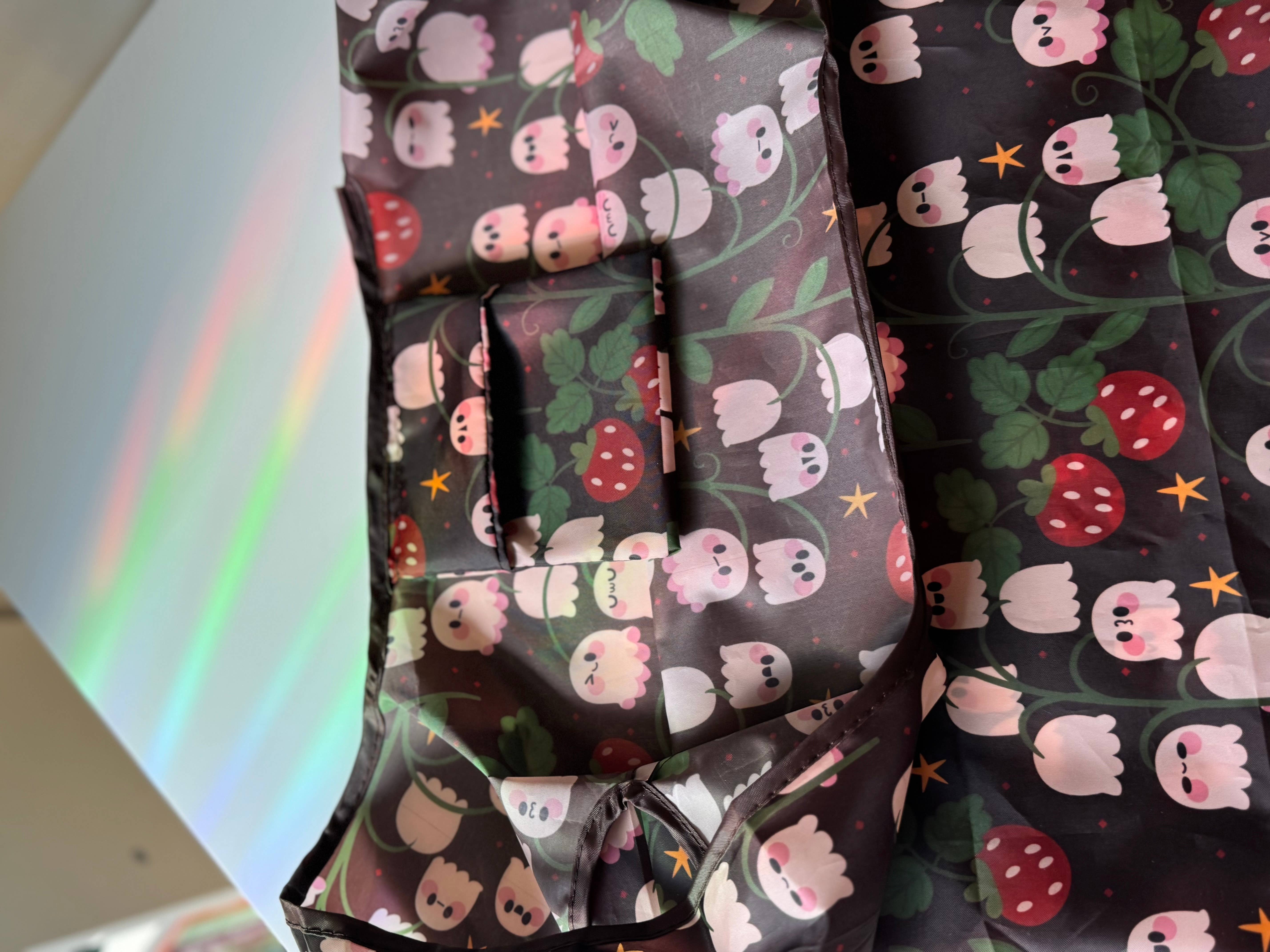 CrescentCatCo - Wholesale Grocery/Shopping Bag - Ghostie & Berries Spooky Reusable Shopping Bag, Fold Up2