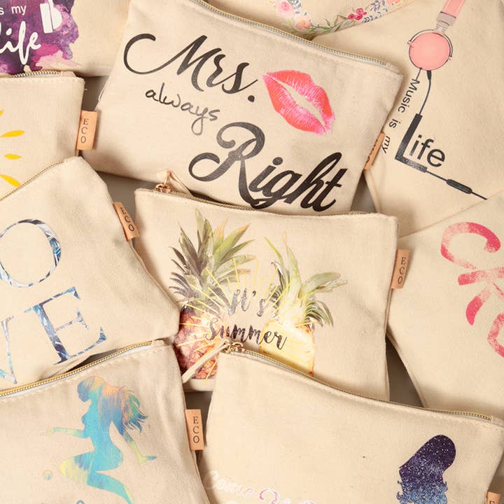 Fashion City - Wholesale Pouch - Women's - Multi Print Cotton Canvas Eco Pouch Bags
