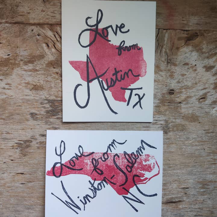 The Foxes Tail - Wholesale Love Card - Love From... State Handmade Note Card5