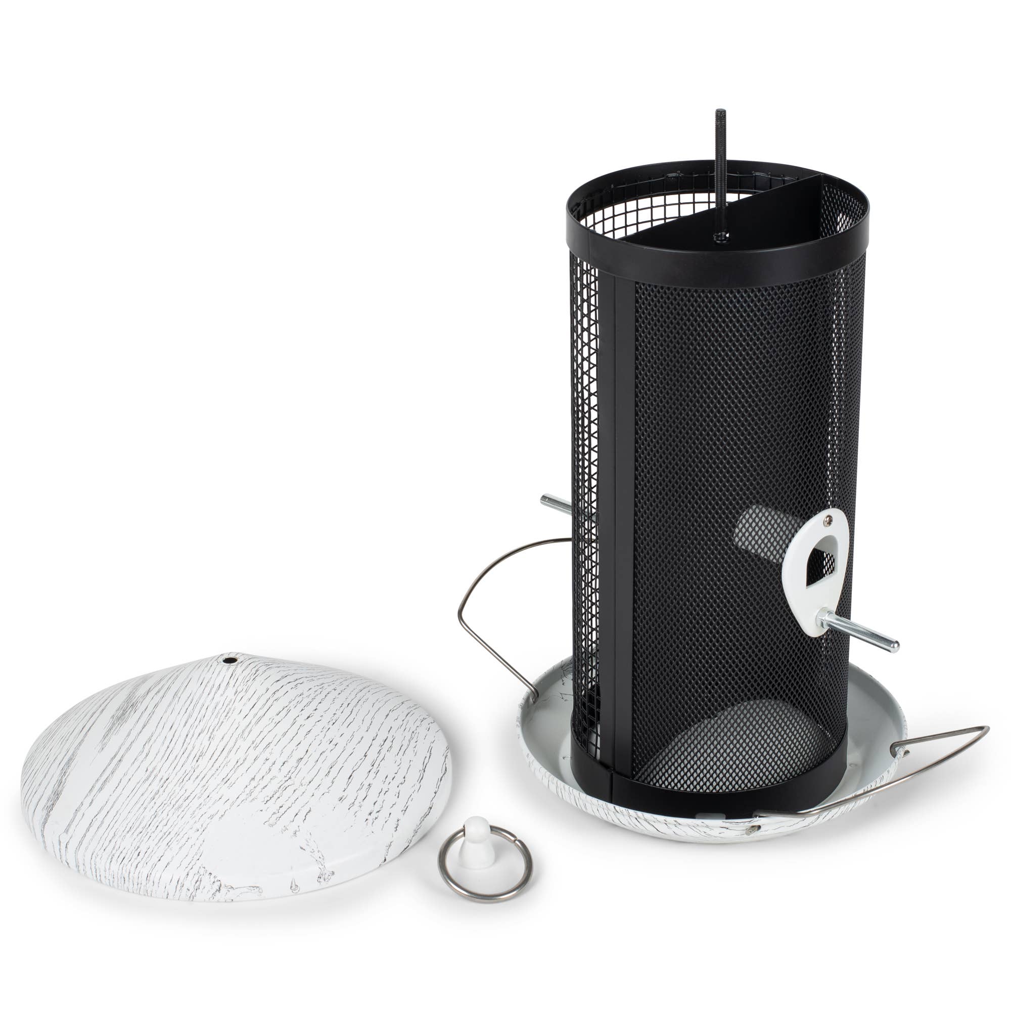 EAST AVENUE – wholesale Fågelmatare – Fågelmatare i vitfärgad trästruktur, 30 cm2