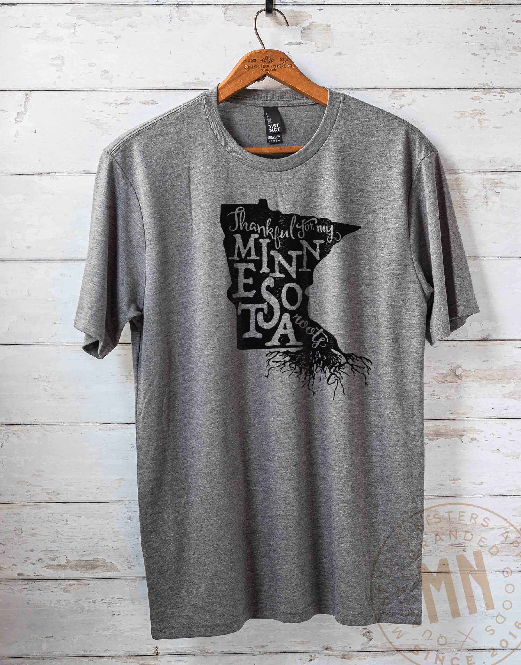 Minnesota Sisters - Wholesale Screen Printed T-Shirt - Unisex - Thankful for My Minnesota Roots T-Shirt with State Graphic6