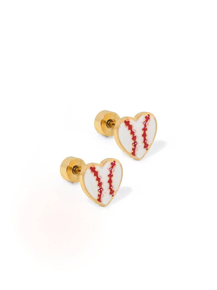 Screwback Stud Earrings - Baseball for wholesale by LINNY CO