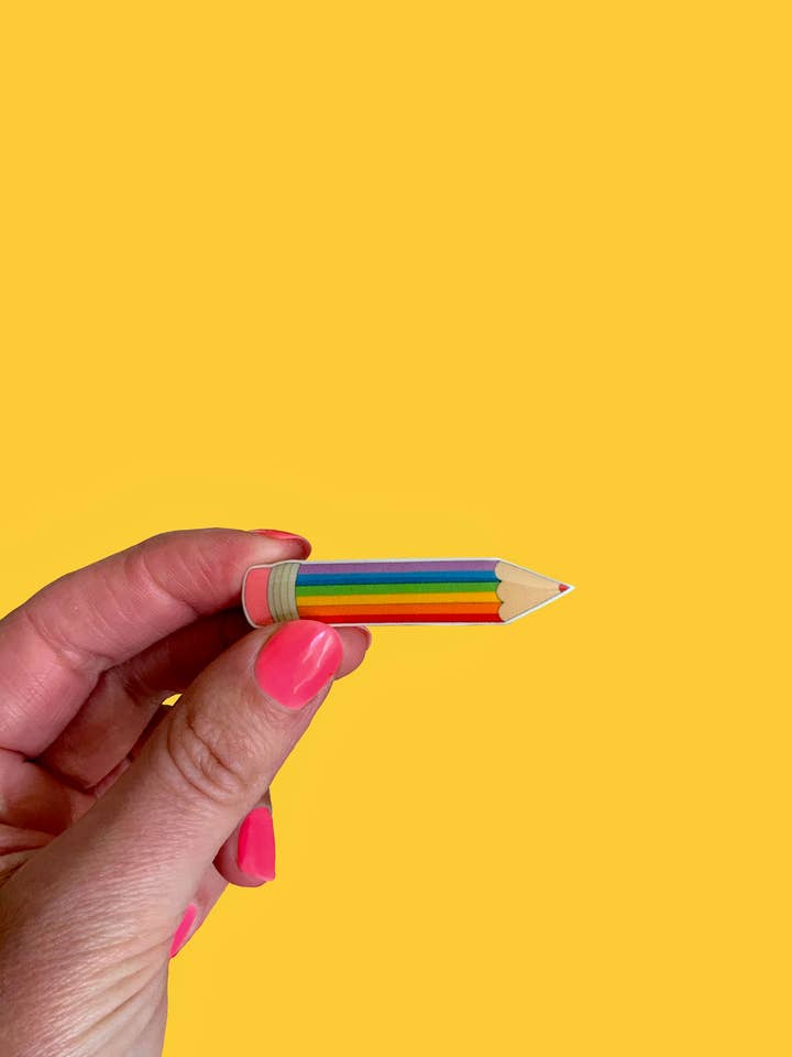 Rainbow pencil badge for wholesale by RatBeanKat