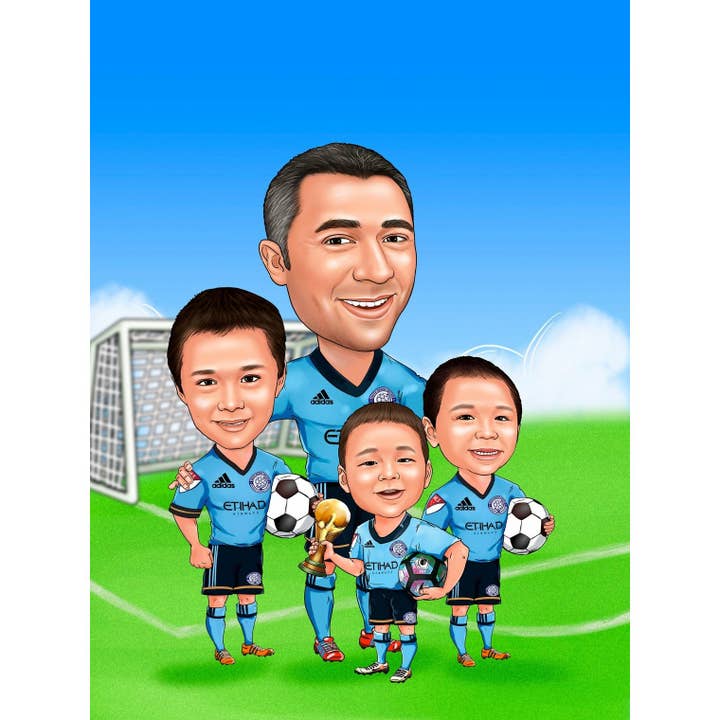 FOOTBALL TRAINER WITH KIDS for wholesale by Caricature4You