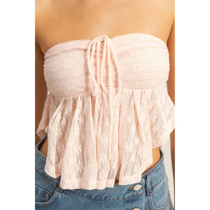HYFVE - Wholesale Tunic - Women's - HF25A227-Lace Bustier Flowy Tube Top