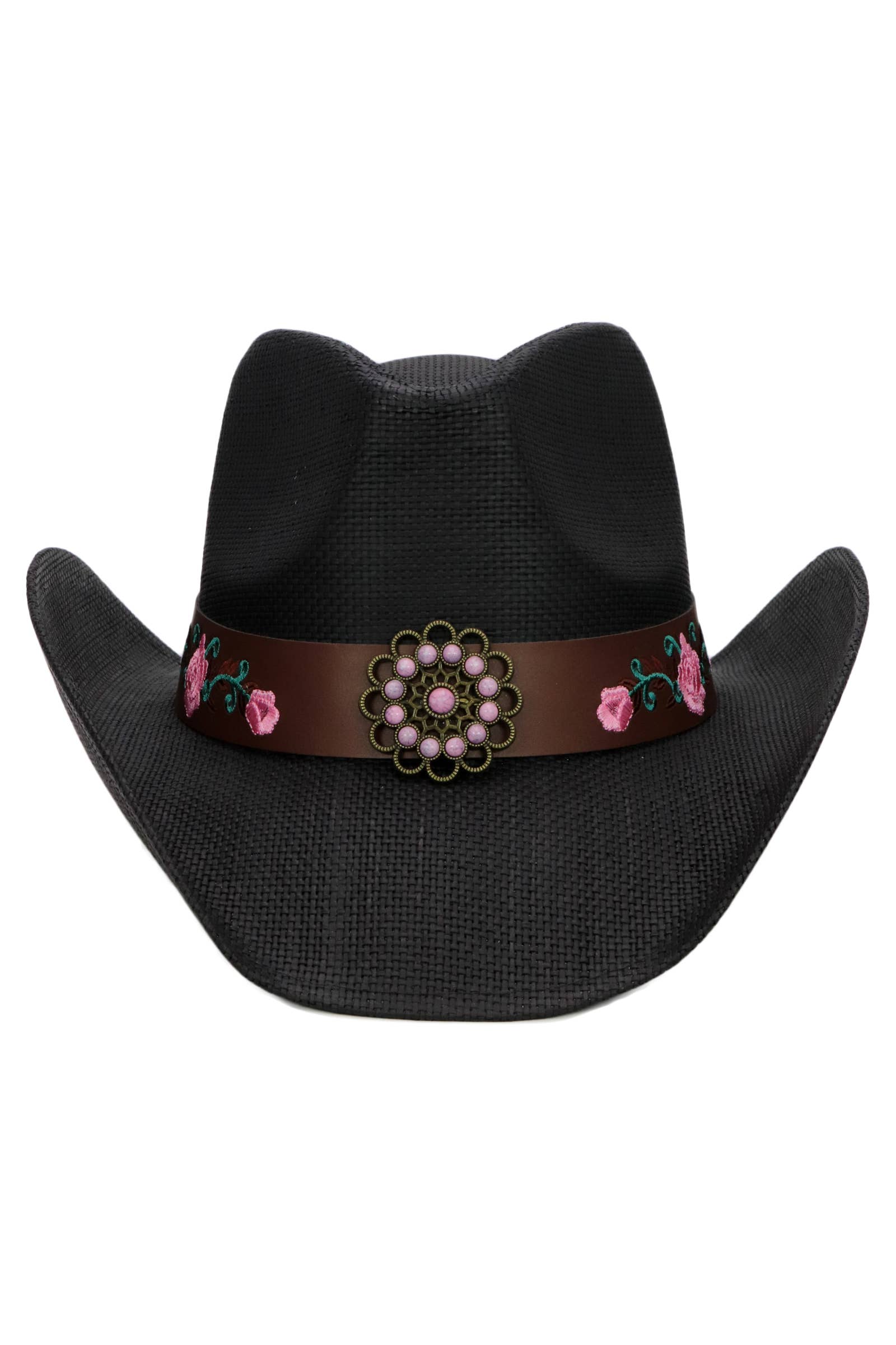 Cap Zone – wholesale Cowboyhatt - Dam – Rosa Ros Concho Bälte Ombre Strå Cowboyhatt6
