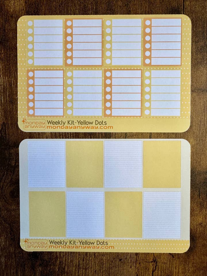 Yellow Dots Weekly Sticker Sheet Kit for wholesale by Monday Anyway