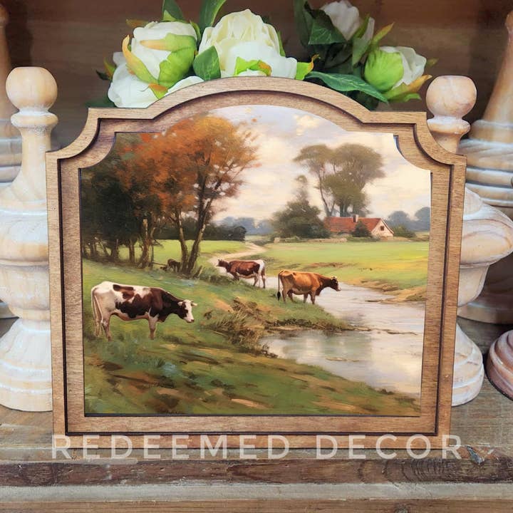 Redeemed Decor - Vente Décorations de table - Art encadré de ruisseau de pâturage provincial0