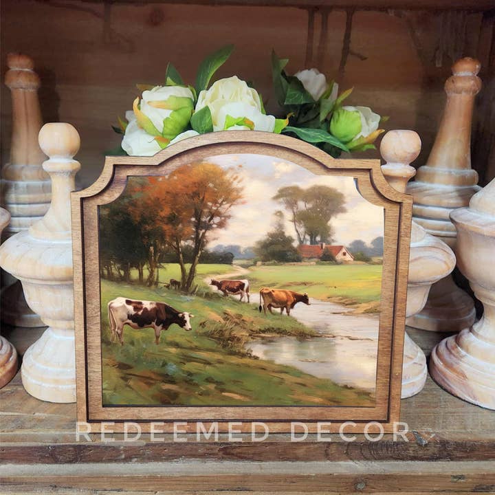 Redeemed Decor - Wholesale Decorative Tabletop Object - Provincial Pasture Stream Framed Art