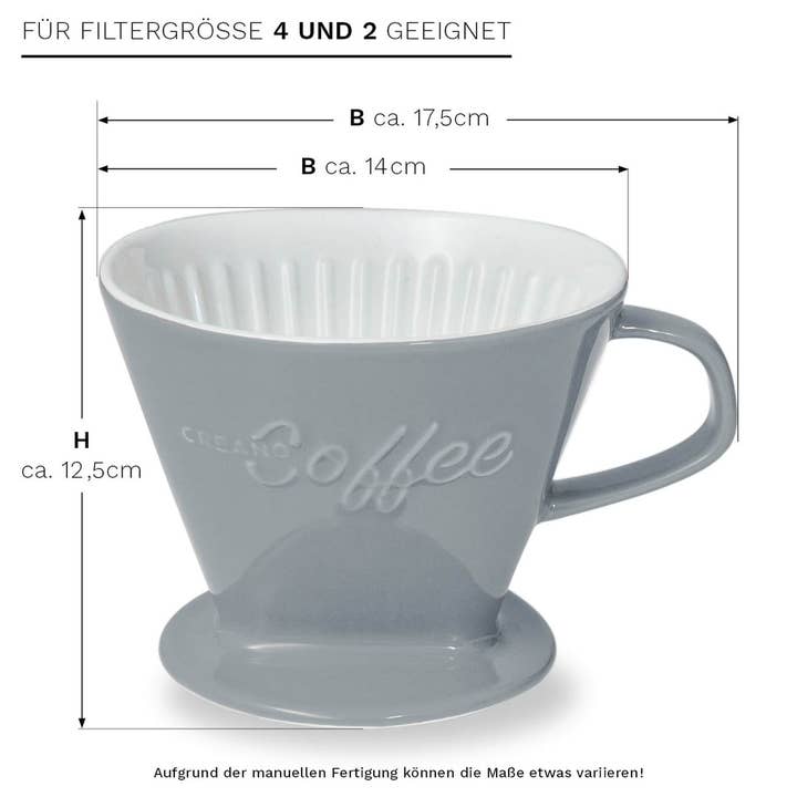 Creano – Filtro de café por atacado – Filtro de café de porcelana Creano cinza pedra3