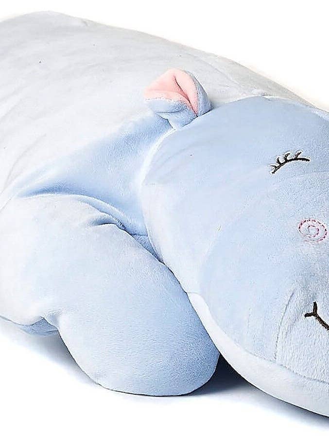 Pillow - hippo light blue - ultra soft - cuddly/plush toy for wholesale by Uni Toys