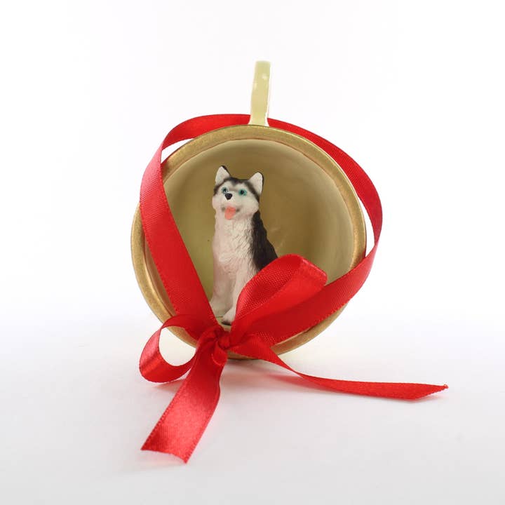 Siberian Husky Sleigh Ride Tea Cup Ornament for wholesale by GoFigi