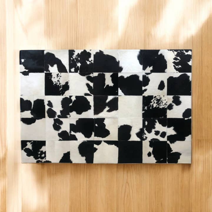 Karelias And Sons - Wholesale Area Rug - Black & White Cow Print Cowhide Patchwork Rug