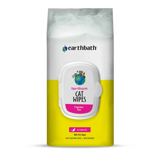 King Wholesale Pet Goods - Wholesale Pet Grooming Aid - Dog - Earthbath Cat Wipes Hypo-allergenic Fragrance Free 100ct