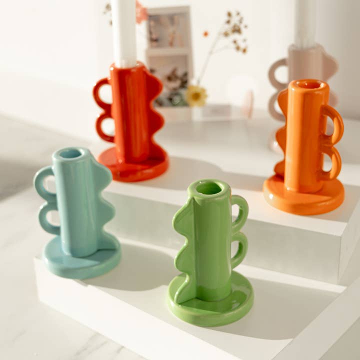 Oli Olsen - Wholesale Candle Holder - Helio Ferretti Retro Double Handle Candle Holder - Green