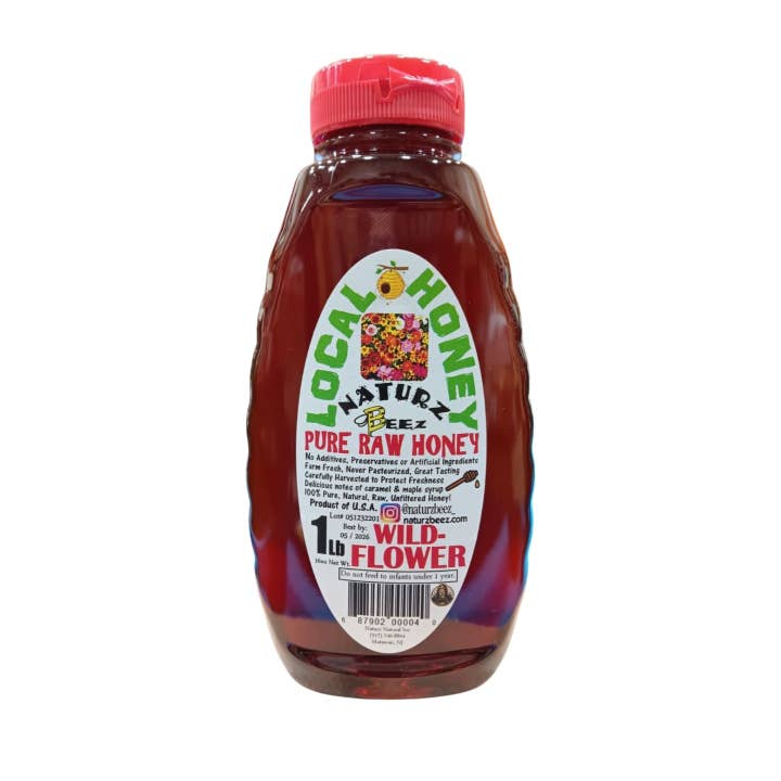 Naturz Beez - Wholesale Honey - RAW HONEY WILDFLOWER 1LB 454g Squeeze Bottle 100% PURE USA9