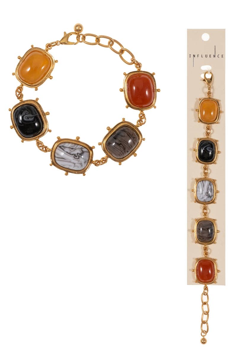 Designature New York - Vendita all'ingrosso Braccialetto con ciondolo/pendente - BRACCIALE CON CHIUSURA A STRATI IN RESINA EPOSSIDICA E PIETRA VINTAGE3