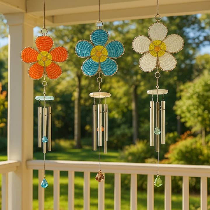 Beadworx By Extol Accessories Ltd. – wholesale Wind chime – Wind Chime Daisy. Asst Set of 34