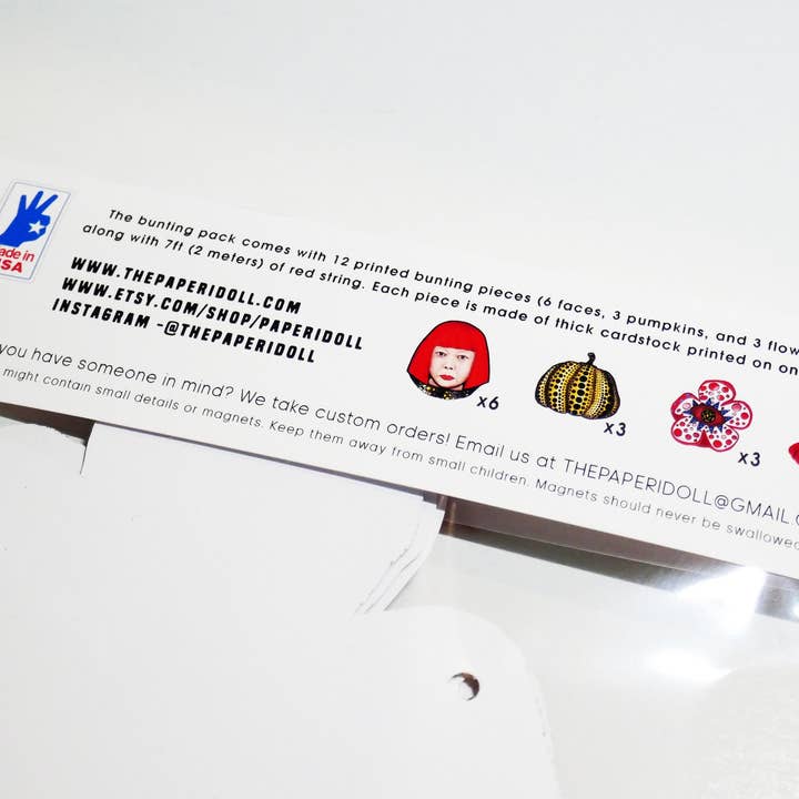 THE PAPER IDOLL - Vente Fanion/guirlande - Boutière/guirlande Yayoi Kusama, cadeau Yayoi Kusama, art japonais