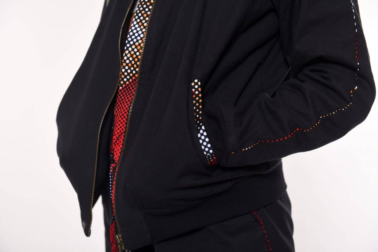 Africulture – wholesale Bomber jacket – Men's – Bomber Jacket Kitenge Black1