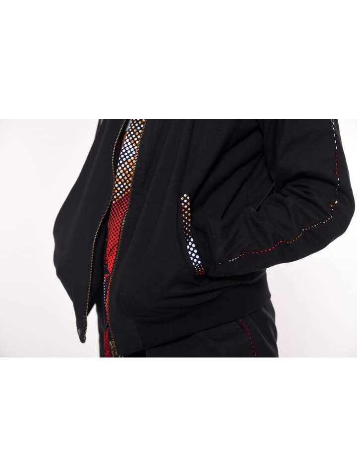Africulture – Großhandel Bomberjacke – Herren – Bomberjacke Kitenge Schwarz1