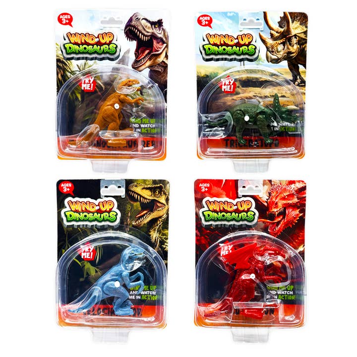 Novelty Brands - Wholesale Wind-Up Toy - Kids - So Much Fun! Wind-Up Dinosaur Toys - 12 Piece Display