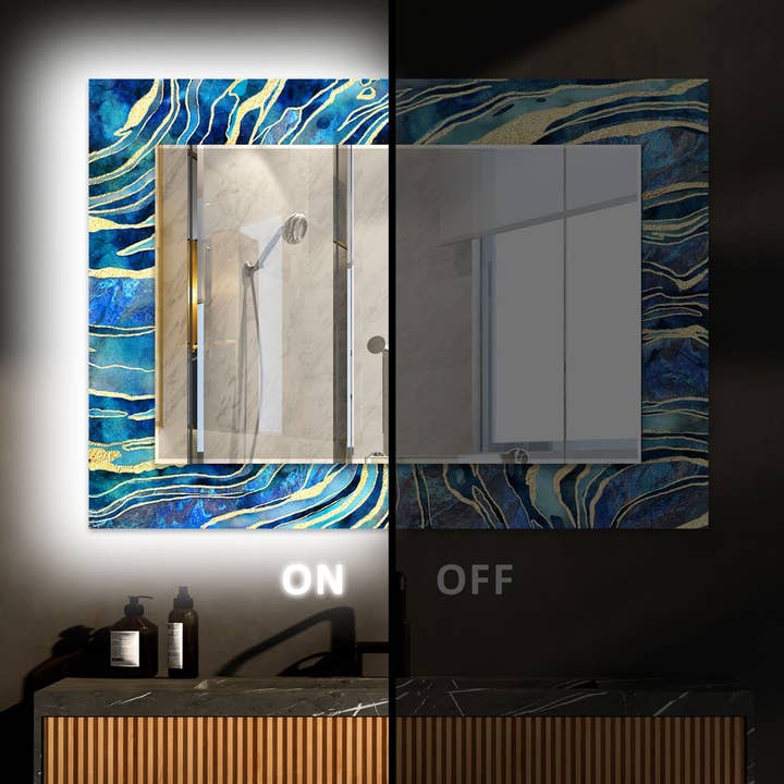 Abstract Tempered Glass Wall Mirror for wholesale by MyPhotostation