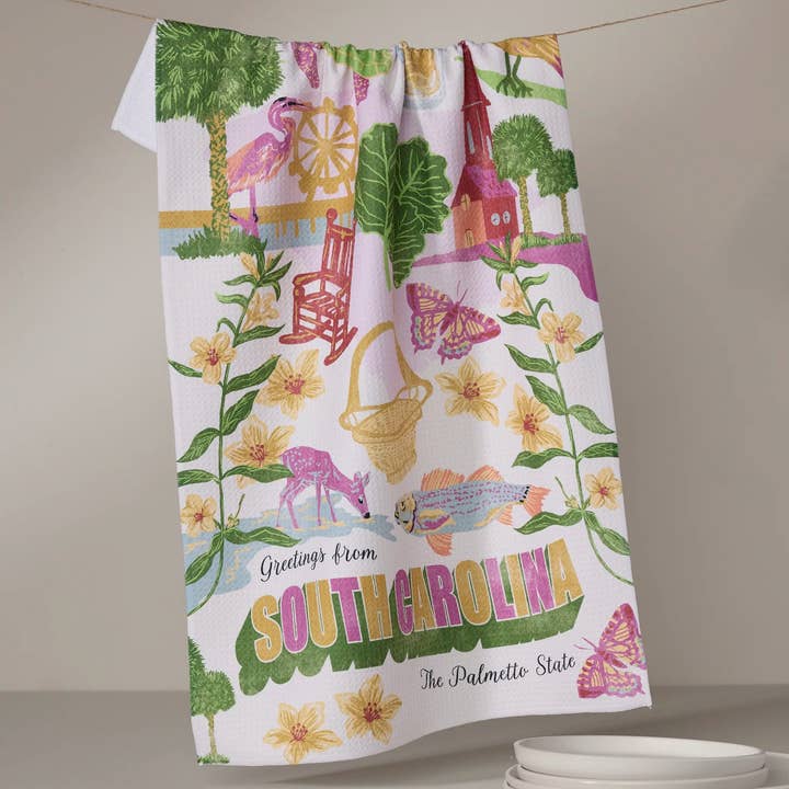 Geometry - Wholesale Tea Towel - Greetings From South Carolina Tea Towel