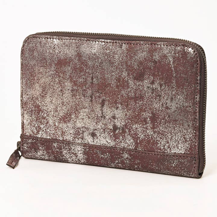 LS Western - Wholesale Wallet – Women's - ADBGZ775 Distressed Metallic Leather Zip-Around Wallet - Western Cowhide Look