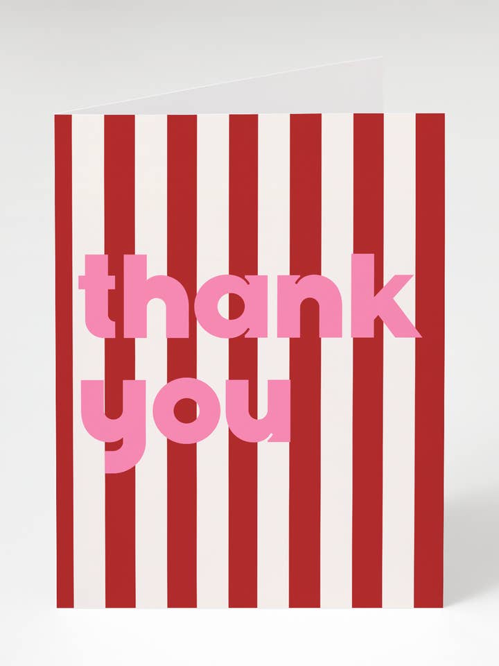 White Stripe Thank You Card for wholesale by Bon Femmes